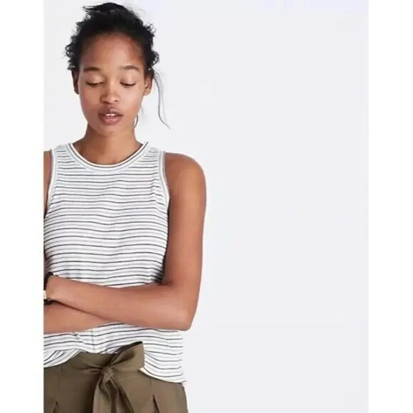 Madewell Circuit Ribbed Clare Striped Tank Top L - Picture 1 of 4